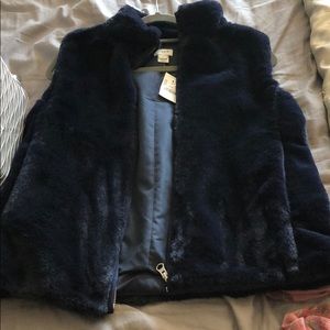 J.crew navy colored fur vest brand new!